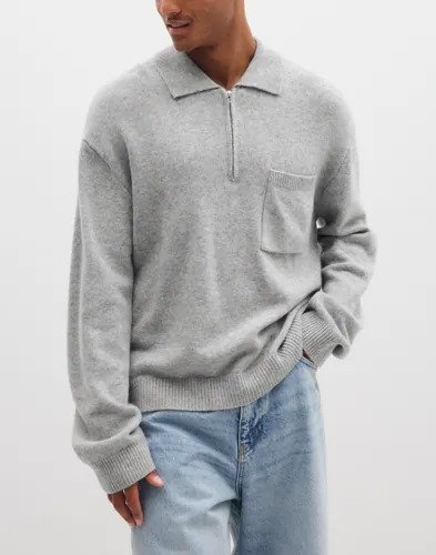Woodbird Wbkang 1/2 ZIP POLO Zip Polo Langermet poloskjorte Grå