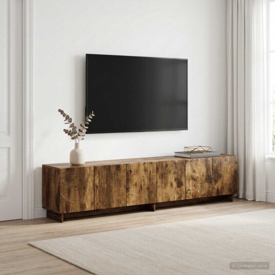 vidaXL TV benk 179.5 x 34.5 x 40 cm Røkt Eik Konstruert tre