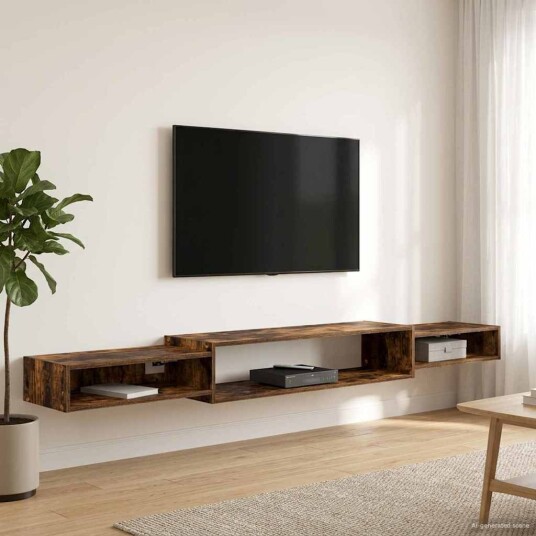 vidaXL Vegghengt TV-skap Veggmontert Røkt Eik 220 x 28 x 21 cm