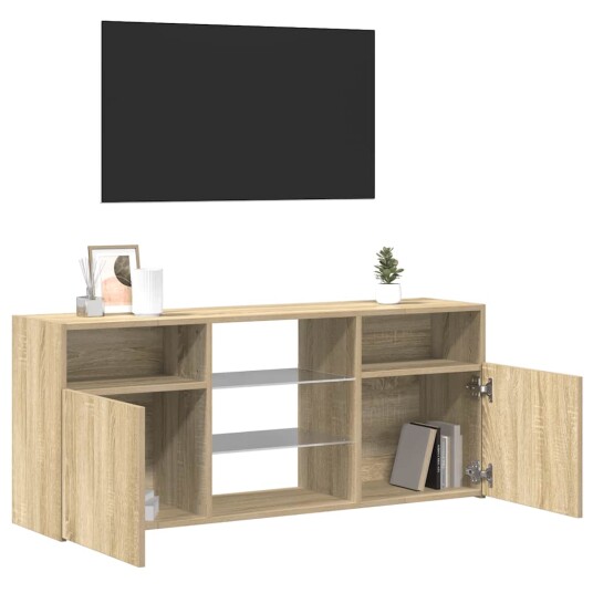 vidaXL TV-benk med LED-lys sonoma eik 120x30x50 cm