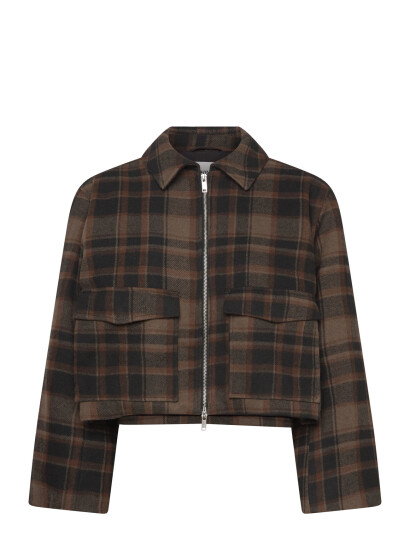 Monki Zip Jacket - Brown - XXS Monki Zip Jacket - Brown - XXS