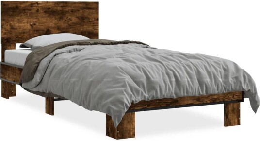 Sengeramme røkt eik 100x200 cm konstruert tre og metall 8721102447822