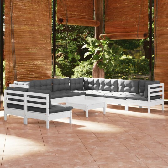  Hagesofagruppe med puter 10 deler hvit heltre furu 3096834