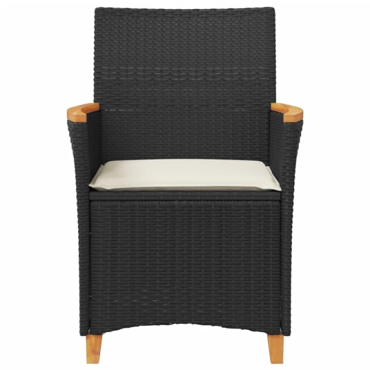 Hagestoler med puter 2 stk svart polyrotting og heltre 368720 Hagestoler med puter 2 stk svart polyrotting og heltre 368720