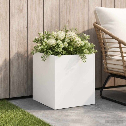 vidaXL Hageblomsterpotte Hvit 45 x 45 x 45 cm Kaldvalsestål vidaXL Hageblomsterpotte Hvit 45 x 45 x 45 cm Kaldvalsestål