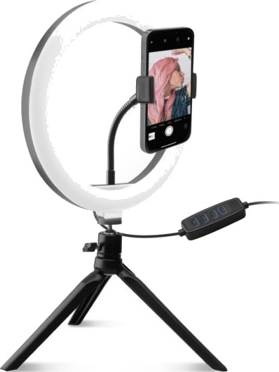 SBS Teselfiering8 Smartphone Stand with Ring Light Black