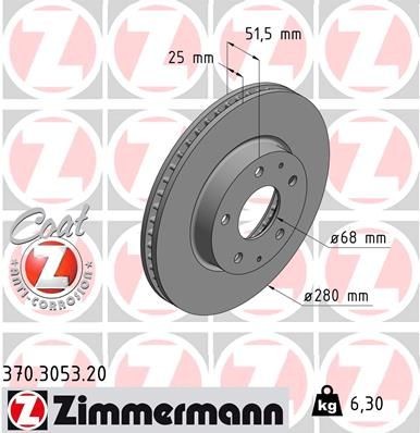 Bremseskive ZIMMERMANN 370.3053.20