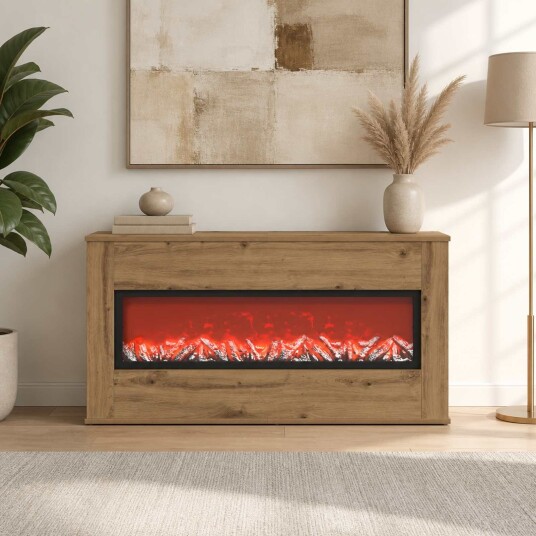 vidaXL Elektrisk peis Artisan eik 114 x 18 x 58,5 cm Konstruert tre