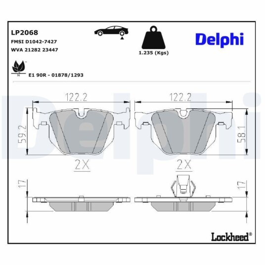 Bremseklosser DELPHI LP2068 Bremseklosser DELPHI LP2068