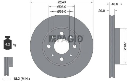 PAGID 54180NC Bremseskive PAGID 54180NC Bremseskive