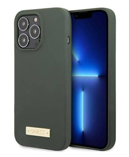 Guess-Deksel Til Iphone 13 Pro / 13 6,1" Guhmp13lspla Grønt Hardt Deksel Silikonlogoplate Magsafe