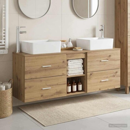 vidaXL Baderomsskapsett 3 stk. Artisan eik 53 x 34,5 x 63 cm vidaXL Baderomsskapsett 3 stk. Artisan eik 53 x 34,5 x 63 cm