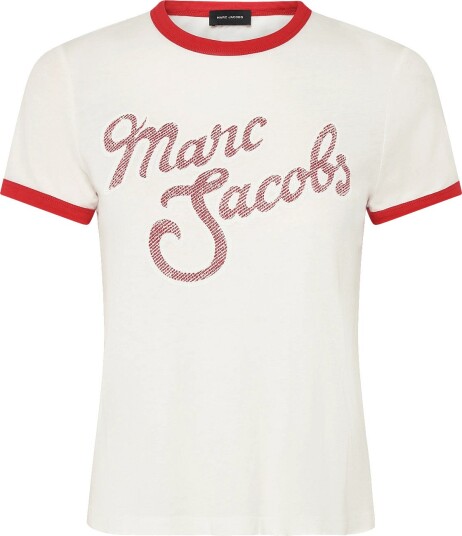 Marc Jacobs Marc Logo Ringer Femme Tee   WHITE MULTI   XL