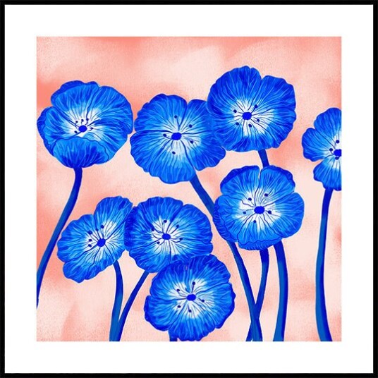 Aliya Putrus Indigo Blooms Plakat Plakat / 70x70cm