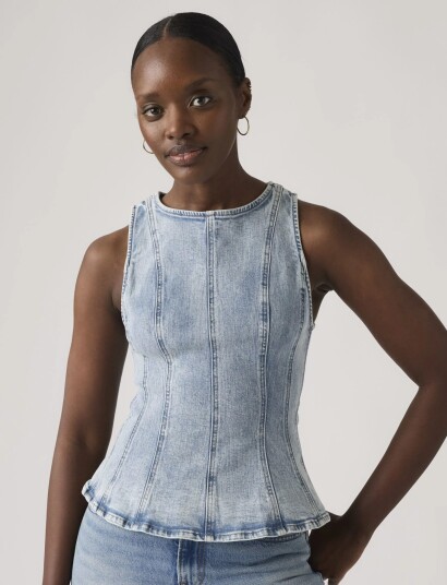 Levi"s® Leighton Peplum Top In The Dus Blue M Levi"s® Leighton Peplum Top In The Dus Blue M