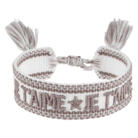 DARK Woven Friendship Bracelet Je T"aime White Taupe