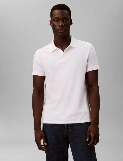Calvin Klein Jeans Ss Classic Monogram Polo   White   XS