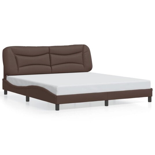 Sengeramme med LED-lys brun 180x200 cm kunstig lær 8721012356658