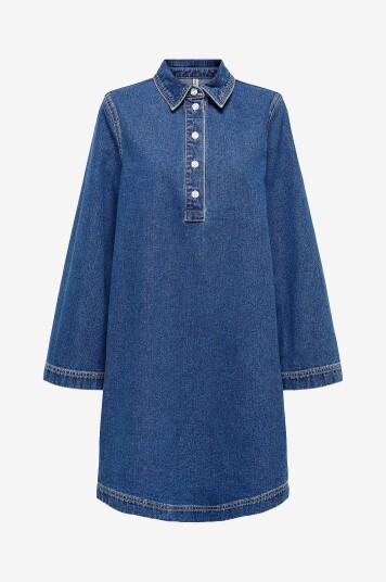 Only   Kjole onlFreya L/s Bell Dress Dnm Gua   Blå