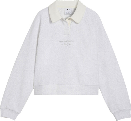 Puma Collegegenser Classic+ Avslappet Short White Glow Heath Puma 10 år (140) Collegegenser Hvit