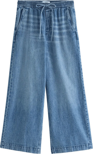 Lindex Wide Denim Trousers With Elastic Waist Blue 52/54