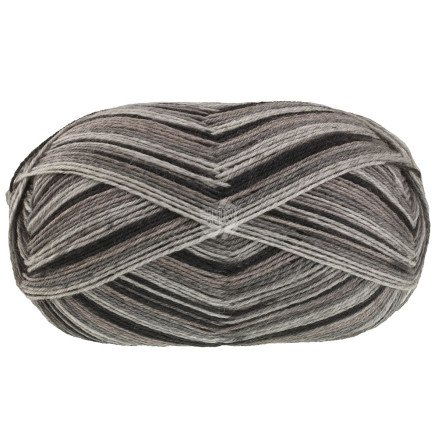 Lana Grossa Meilenweit 100 Denim Mix Garn 4661 Lys/mellom/mørk grå/taupe/svart