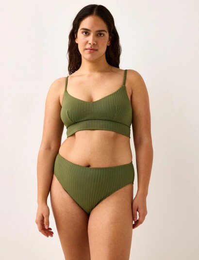 Lindex Brief Bikini High Hanna Rib Khaki green XL