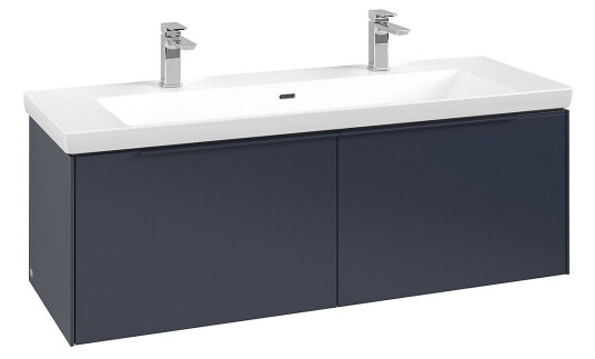Villeroy & Boch Subway 3.0 Servantskap m/2 skuffer 1272x429x478 mm Blå Matt Villeroy & Boch Subway 3.0 Servantskap m/2 skuffer 1272x429x478 mm Blå Matt