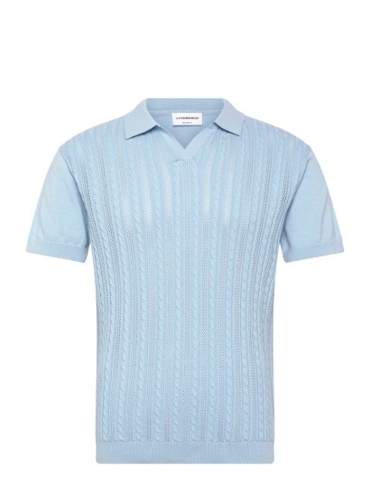 Lindbergh | Knitted S/S Cable V Neck Polo | XXL