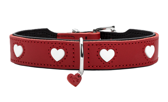 Hunter Hundehalsbånd Love Cowleather Rød/Svart 42/S-M