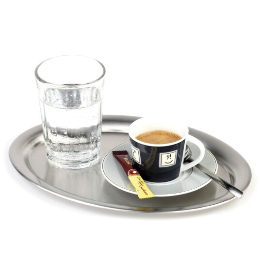 APS Serveringsbrett Kaffeehaus matt; 26.5x19.5x1.5 cm LxBxH; Sølvfarge; Oval