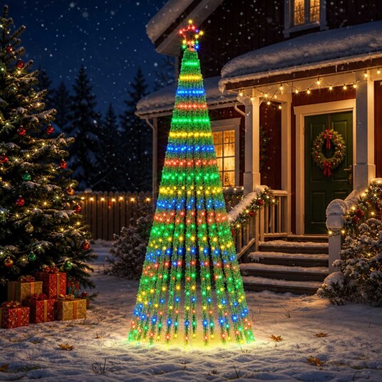 vidaXL LED juletre 250 cm 475 LED-lys Flerfarget Stål Svart