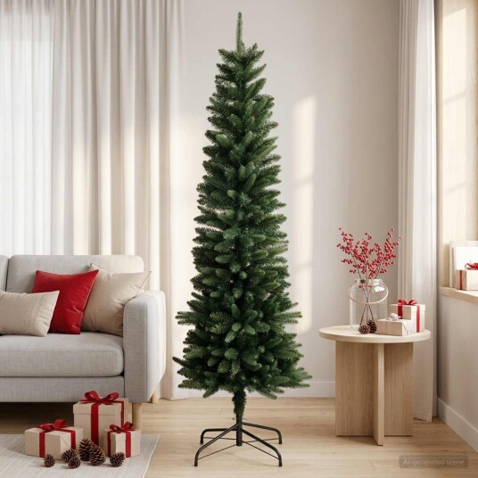 vidaXL Artificial Slim Christmas Tree 150 cm PE og PVC Grønn