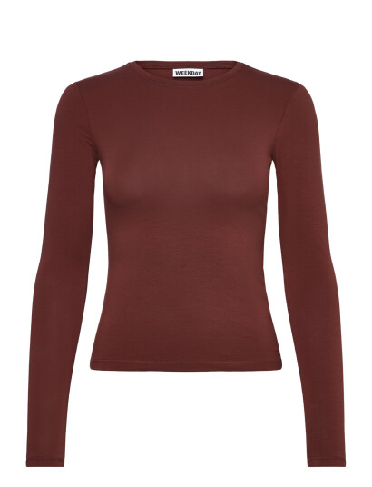 Weekday Slim Fitted Long Sleeve Brown XS
