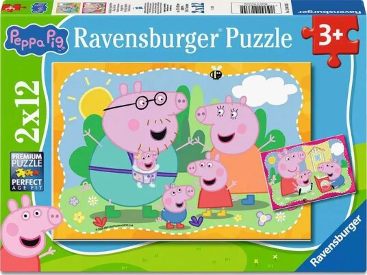 Ravensburger Peppa Gris Puslespill Happy Families 2x12 Brikker Ravensburger Peppa Gris Puslespill Happy Families 2x12 Brikker