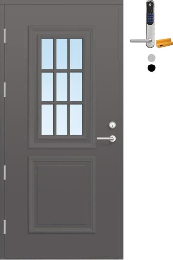 Ytterdør Bygg1 Fjord 02 Klarglass med Yale Doorman Classic Home