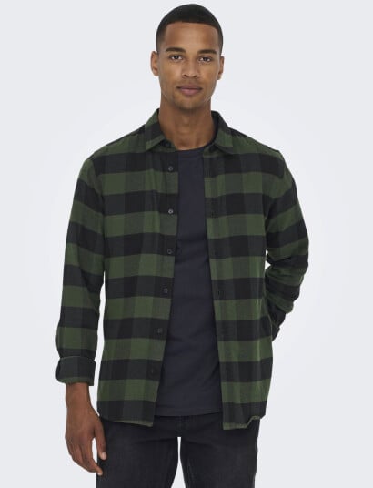 ONLY & SONS Onsgudmund Ls Checked Shirt Noos - Green - XS