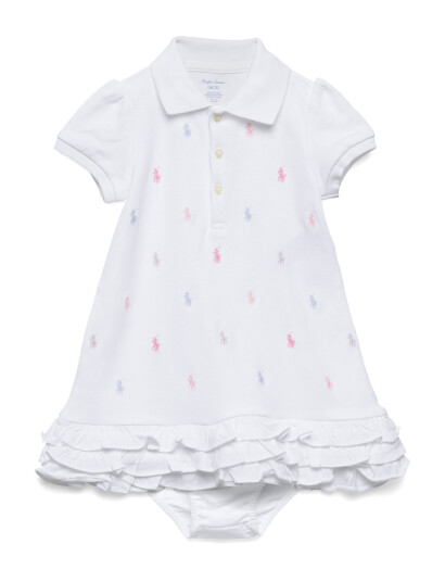 Ralph Lauren Baby Ruffled Polo Dress & Bloomer White 70 74