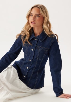 ONLY Onlelle L/S FITTED DNM JACKET Dark Blue Denim Detail:rinse XL