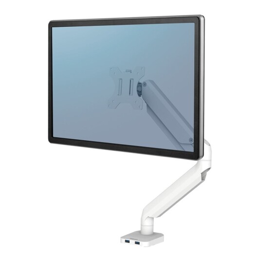 Fellowes Platinum Series - Monteringssett - Justerbar Arm - For Skjerm - Aluminium - Hvit - Skjermstørrelse: Inntil 27" - Skrivebordsmonterbar
