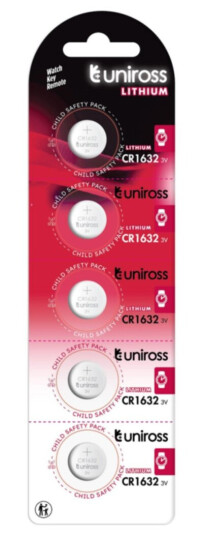 Uniross CR1632 Knappebatteri 5-pakk - Lithium 3V Uniross CR1632 Knappebatteri 5-pakk - Lithium 3V