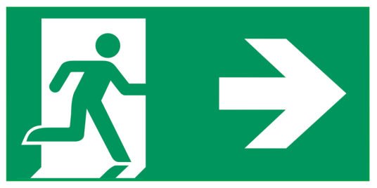 Escape route to the right - Klar vinyl - 50 x 100 mm Escape route to the right - Klar vinyl - 50 x 100 mm