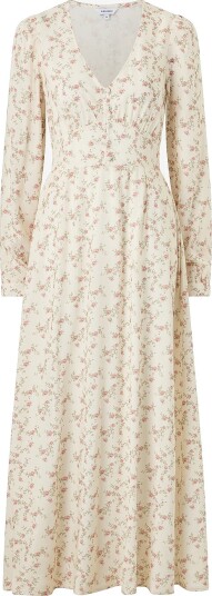 Bubbleroom Maxikjole Viscose V neck Maxi Dress Hvit