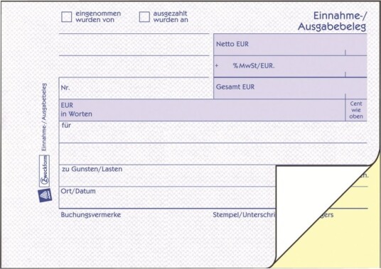 Avery Zweckform Inntekts/Utgifts Kupong 40 Ark A6 105 X 148 Mm Landskap Dublett Karbonfri