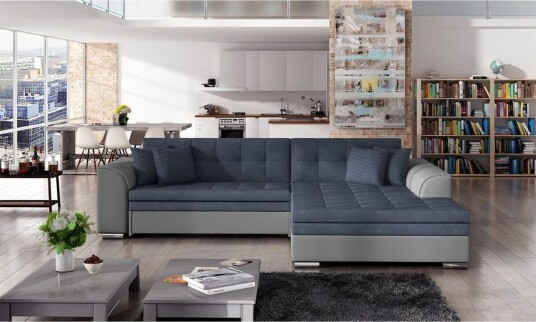 Hjørnesofa Eltap Sorento 296x194x78 cm Soro 76 Soft 29 Blå Høyre