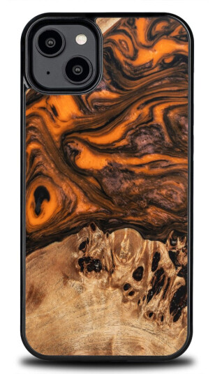 Bewood Unikt Deksel til iPhone 15 Plus tre og harpiks Oransje