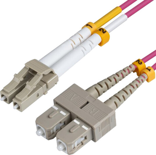 MicroConnect 1m OM4 Multimodus Fiberkabel SC/PC til LC/PC Fiolett