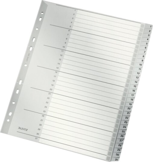 Leitz Inndeler 31 Deler Fortrykt: 1 31 For A4 210 X 297 Mm Med Fliker Grå Leitz Inndeler 31 Deler Fortrykt: 1 31 For A4 210 X 297 Mm Med Fliker Grå