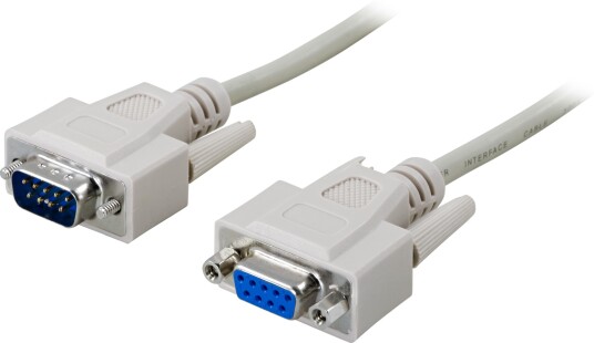 Deltaco DB-9 Seriell Kabel 3m Hvit Hankjønn/hankjønn