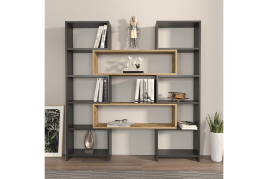 Bokhylle Bravelle Svart / Eik   Beige/Svart